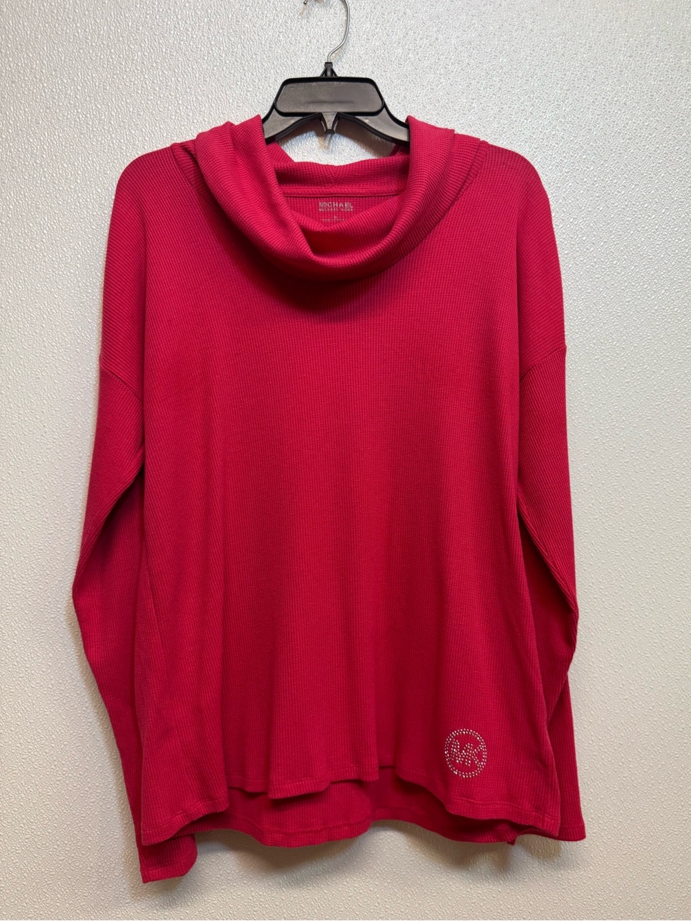 Michael Kors Women's Pink Waffle Knit Cowl Neck Sweater Sz M (E-24)